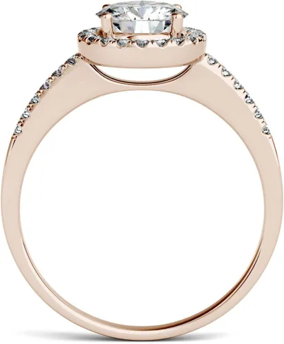 Miniatura 3 de Charles & Colvard Created Moissanite 6.5mm Round Cut Engagement Ring for Women 1.3 cttw DEW Lab Grown Solid 14K Rose Gold