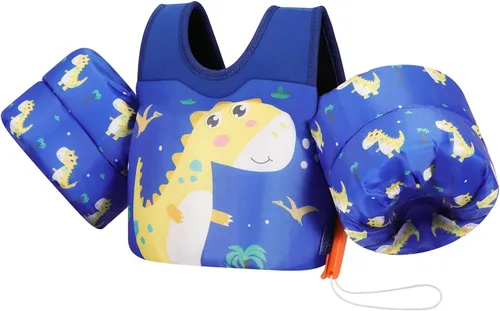 Miniatura 20 de MoKo Chaleco de natación para niños pequeños de 13-30/20-50/22-66 libras, flotadores de brazo de natación de dibujos animados, alas de agua