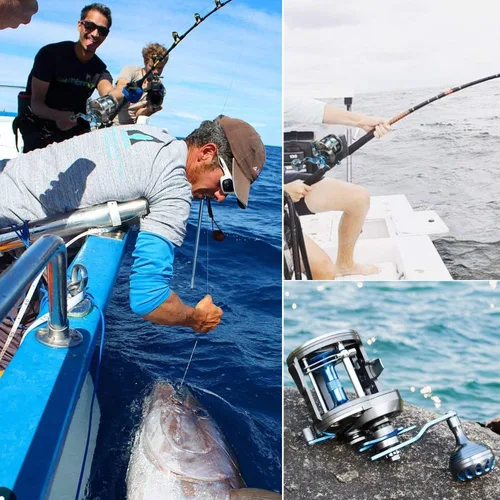 Miniatura 7 de Burning Shark Carrete de arrastre de nivel de agua salada Carretes de viento, carretes de arrastre Pesca de barco Pesca en el océano para lubina