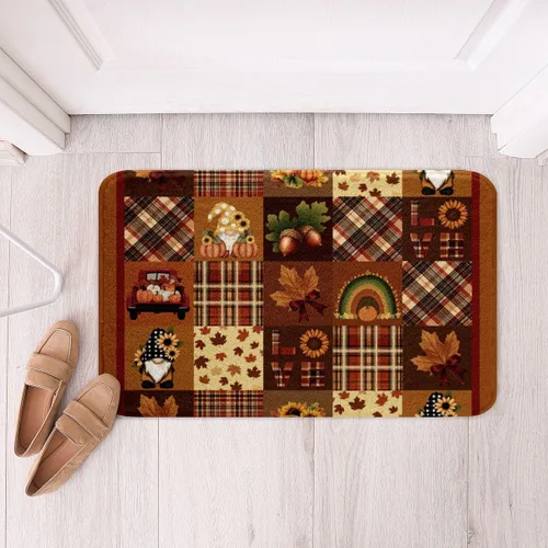 Miniatura 34 de Erosebridal Thanksgiving Turkey Bathroom Rugs - Fall Leaves Pumpkin Bath Mat for Kids Adults, Vintage Autumn Harvest Door Mat 16 x 24 Inch Rustic