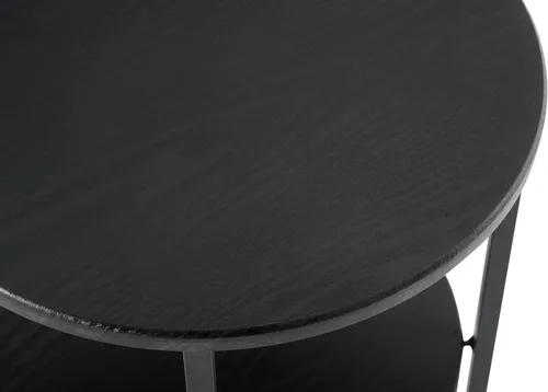 Miniatura 4 de Mesa auxiliar circular compacta negra – Mesa auxiliar multiusos con doble estante para espacios pequeños