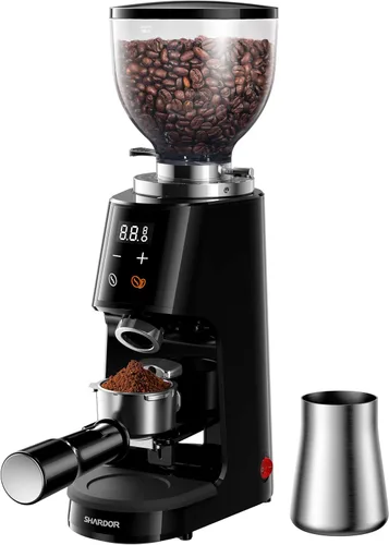 SHARDOR Molinillo de café profesional de 64 mm con muelas con 100 ajustes de molienda y cámara totalmente metálica, molinillo de granos de café con