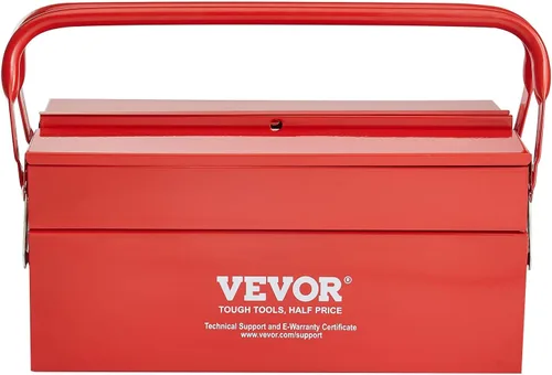 Miniatura 9 de VEVOR Caja de herramientas de metal, 14 pulgadas, 2 niveles, 3 bandejas, portátil, plegable, organizador de cofre de herramientas con mango