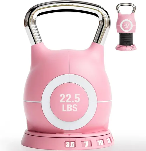 Miniatura 10 de LIFERUN - Juego de pesas rusas ajustables - 7en1, elija 22.5 lb o 44 lb, dial de cambio rápido de peso y bloqueo de seguridad, diseño que ahorra