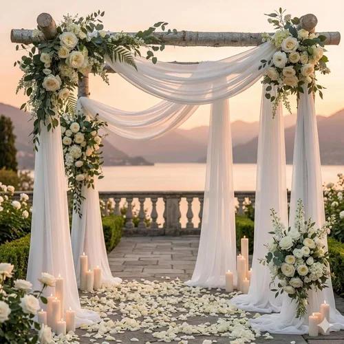 Miniatura 4 de MDS Paquete de 2 paneles de cortina para arco de boda (30 pulgadas de ancho x 20 pies de largo) tela de gasa transparente para boda, ceremonia