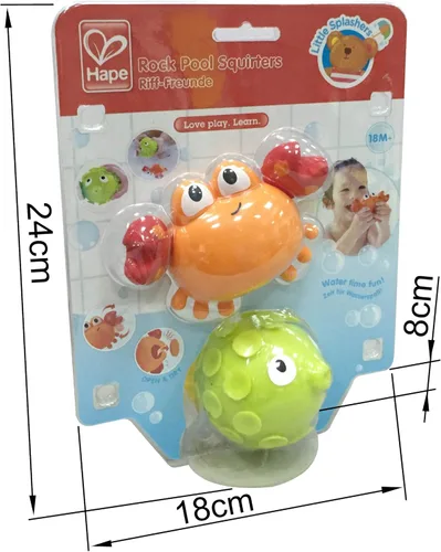 Miniatura 3 de Hape Rock Pool Squirters Juguetes coloridos de baño para bebés y niños pequeños, juego de silicona y no tóxico, boquilla de agua y cangrejo