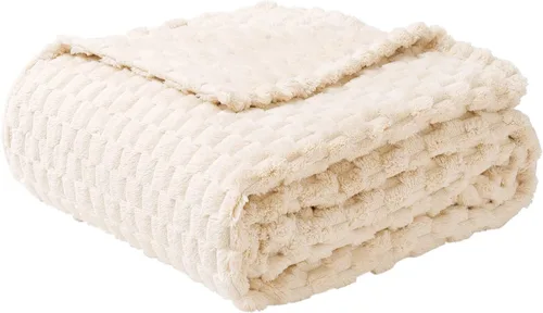 FY FIBER HOUSE Manta de Vellón para Sofá 300GMS Súper Suave de Felpa Difusa Mantas y Cobijas para Sofá Cama Oficina, 40x50 Pulgadas, Beige