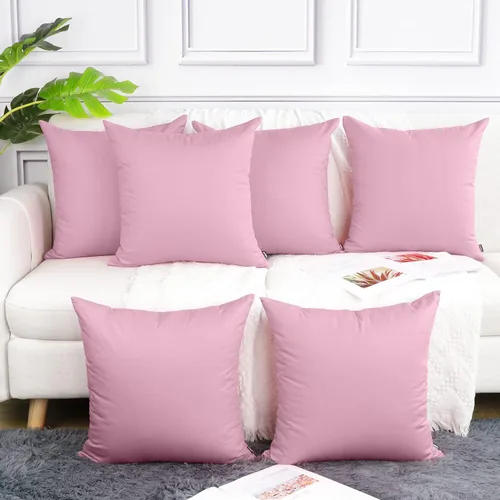 Miniatura 20 de Coddsmz Paquete de 6 fundas de almohada decorativas 100% algodón, fundas de cojín cuadradas de Navidad sólidas para el hogar, cama, sofá, día