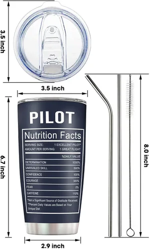 Miniatura 6 de Pilot Gifts - Vaso de aviación de acero inoxidable aislado de 20 onzas para hombres de aviación, regalos para pilotos, tazas de café, regalo
