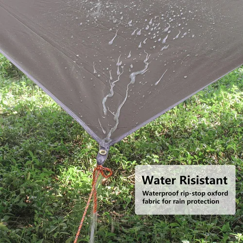 Miniatura 2 de Unigear Toldo para Hamaca contra Lluvia, Lona de Campamento de 16.5/14.4/13.1/9.8 pies, Protección UV e Impermeable y Ligera para Campamento, Marrón