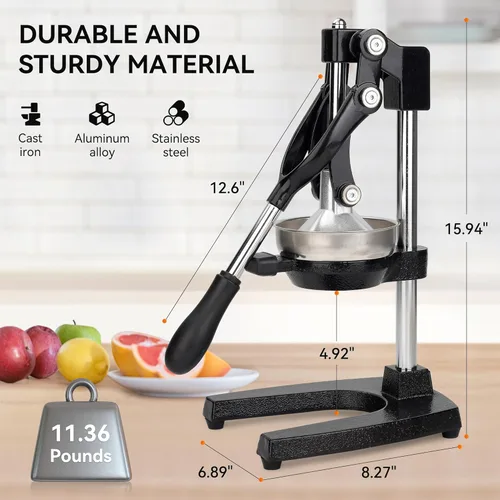 Miniatura 7 de NCUE Exprimidor de hierro fundido, exprimidor manual de alta resistencia, exprimidor de cítricos para limones, naranjas, granadas, pomelos y otras