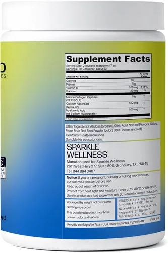 Miniatura 3 de Péptidos de colágeno hidrolizado bioactivos de Verisol® derivados del mar de Sparkle Wellness Suplemento de polvo de colágeno con vitamina C