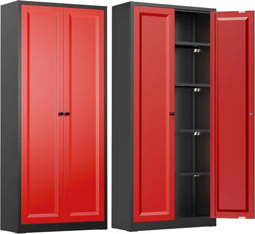 Miniatura 35 de INTERGREAT Armario de almacenamiento de metal con cerradura, gabinete de almacenamiento de metal con cerradura de 72 pulgadas de alto con puertas