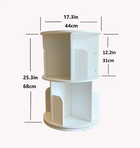 Miniatura 2 de Estantería de madera giratoria Heehee 360 Display, estante de pie con almacenamiento para niños y adultos, organizador multifuncional (blanco