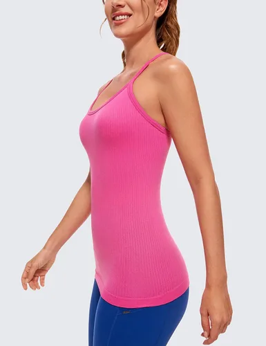 Miniatura 4 de CRZ YOGA - Camisetas deportivas para mujer, sin mangas, sin costuras, con espalda cruzada y brasier incorporado, camiseta para entrenamiento
