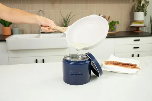 Miniatura 6 de Ahorrador de Grasa de Tocino con Colador - Contenedor de Grasa de Cerámica Recipiente de Almacenamiento de 1L Retiene Goteos de Grasa de Tocino