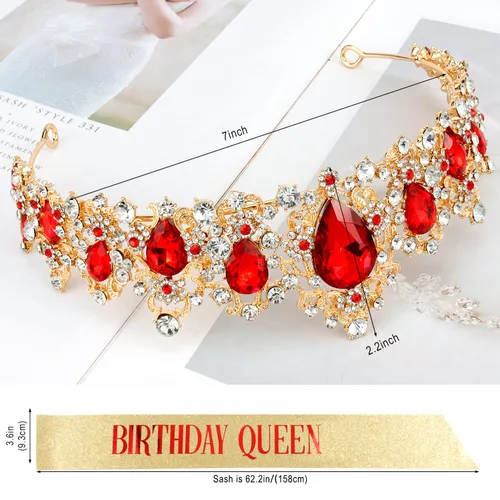 Miniatura 3 de Didder Queen Sash & Crown - Tiara de cumpleaños para mujer, banda para mujer, Diamante falso