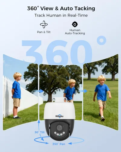 Miniatura 2 de Sistema de cámaras de seguridad Hiseeu 4K PoE [Vista 4K+360°], 8 piezas de cámara PTZ PoE de 8MP con cable para exteriores, detección de personas