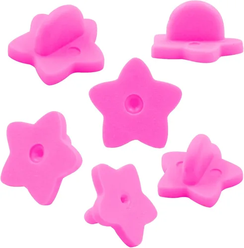 Miniatura 10 de Paquete de 100 pines de goma en forma de estrella, soporte de broche para corbata de sombrero de insignia de uniforme (negro)