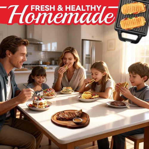 Miniatura 6 de SugarWhisk Mini Waflera 2 en 1 con Placas Extraíbles, Prensa Panini para Sándwiches, Prensa para Sándwiches, Waflera Eléctrica, Sandwichera
