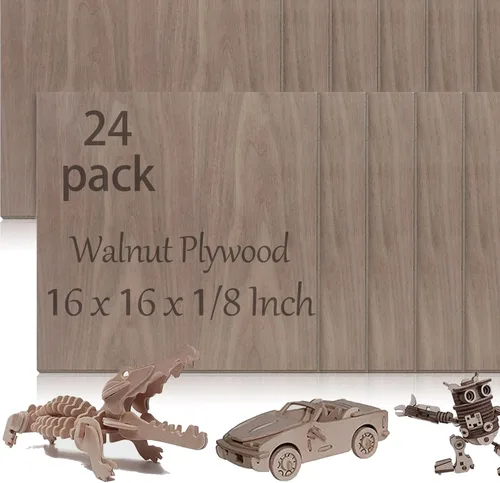 Miniatura 31 de 48 piezas de madera contrachapada de abedul báltico, 12 x 12 x 1/8 pulgadas, 0.118 pulgadas de grosor, madera sin terminar para manualidades, corte