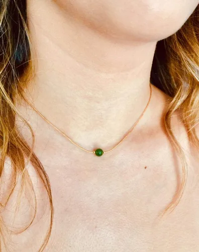 Miniatura 9 de Collar de piedras preciosas, gargantilla de jade nefrita natural de Canadá, collar impermeable, collar delicado simple, gargantilla delicada, collar