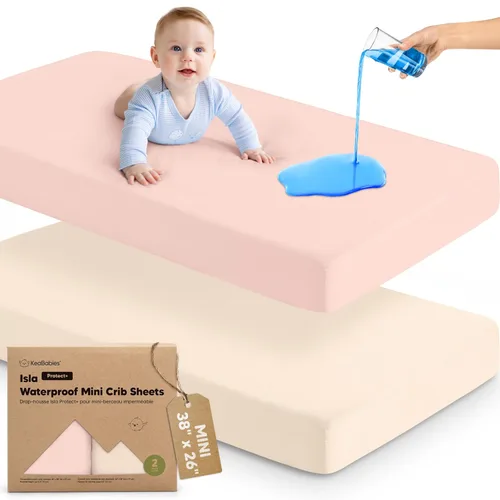 Miniatura 14 de Sábanas ajustadas para Pack and Play - Paquete de 2 sábanas mini para cuna para Pack N Play, colchón 38x26, ropa de cama suave y acogedora