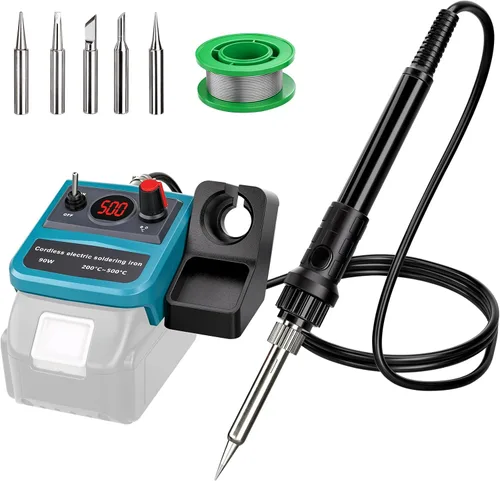 Kit de soldadura inalámbrico para batería Makita 18v LXT, soldador digital LED de 75W con pistola de soldar con 5 puntas, alambre de soldadura de