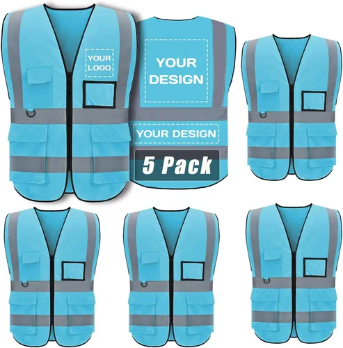 Miniatura 18 de Chaleco de seguridad personalizado BeautyWill con logotipo personalizado Clase 2, chaleco reflectante de alta visibilidad con bolsillos, ropa