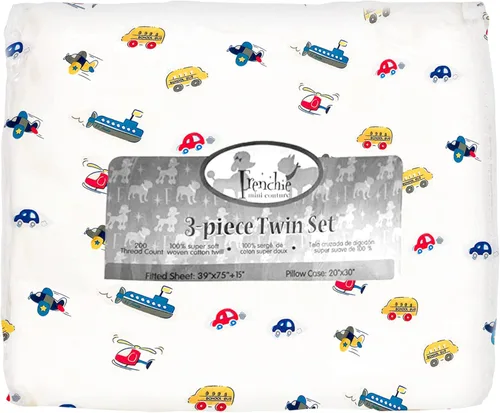 Miniatura 8 de Frenchie Mini Couture Sábanas bajeras para cuna, 100% algodón, se adaptan a colchones de niños pequeños, estrellas azules, 28 x 52 pulgadas, paquete