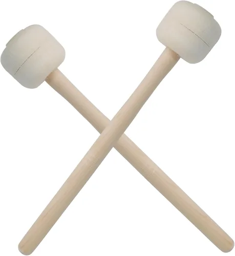 Luomorgo 1 par de mazos de bombo de marcha, palitos de percusión de tambor de fieltro de lana con mango de madera, palos de percusión de timbales de
