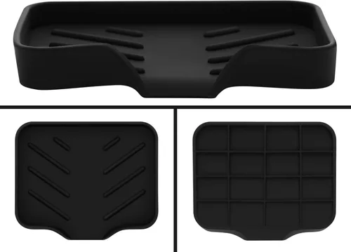 Miniatura 3 de Bandeja de jabón de silicona negra, soporte para jabón autodrenante para barra de jabón, bandeja de jabón de silicona con drenaje, bandeja de jabón