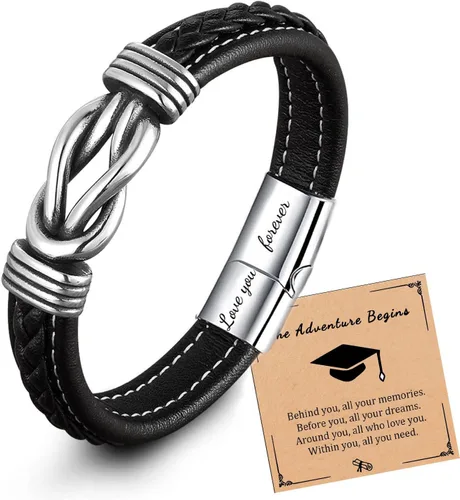 Miniatura 12 de Pulsera de cuero con texto en inglés "To My Man", regalo para marido de parte de WifeI Love You Forever and Always Pulseras para novio, aniversario