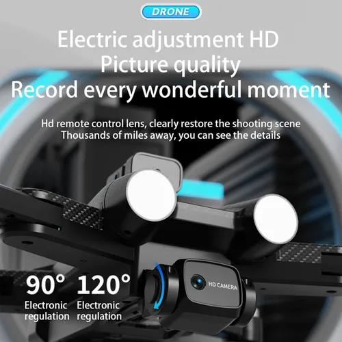 Miniatura 4 de Drone sin escobillas con cámara ESC FPV plegable con funda de transporte, giro de 360°, regalos de juguetes para niños y adultos, flujo óptico