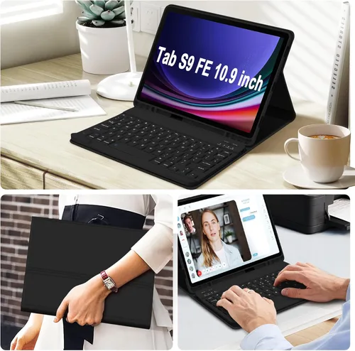Miniatura 7 de GOKOCO para Samsung Galaxy Tab S10 Lite/S10 FE/S9 FE 10.9"/Tab S9 11" Funda para Teclado, Funda Magnética Desmontable Inalámbrica Bluetooth con Negro