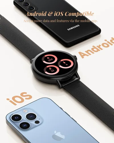 Miniatura 5 de TOOBUR Reloj inteligente para mujer con dos bandas, reloj de seguimiento de fitness, monitor de frecuencia cardíaca, contador de pasos, compatible