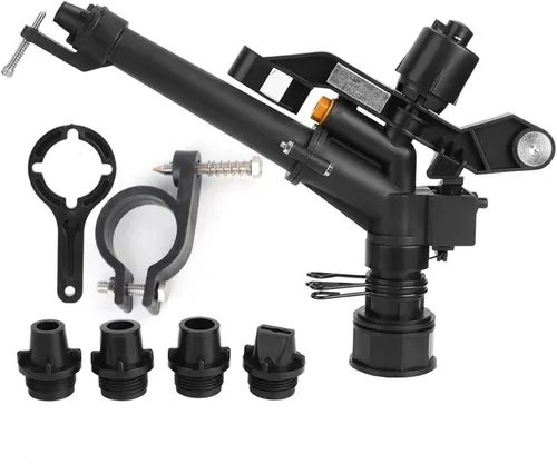 Miniatura 6 de OUKENS Aspersor de tractor, rociador de impacto ajustable giratorio de 360 grados con juego de boquillas, rociadores de brazo oscilante de 1.5