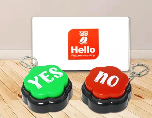 Miniatura 7 de Yes No Sound Buzzers, botones portátiles de llavero con sonido, juego de 2 zumbadores de respuesta, zumbadores para espectáculos de juegos Sí No