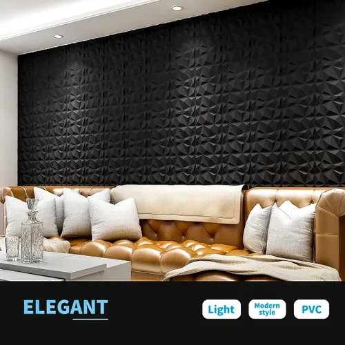 Miniatura 3 de Art3d Paneles decorativos de pared 3D con diseño de diamante, 12 x 12 pulgadas, negro mate para decoración del hogar y la oficina (paquete de 33)