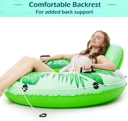Miniatura 4 de Jasonwell Flotador inflable de tubo de río, flotador de río resistente, flotadores de piscina para lago, tubos de agua de primera calidad para Verde