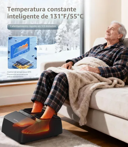 Miniatura 5 de MOUNTRAX Máquina Masajeador de Pies con Calor, Masajeador de Pies para Fascitis Plantar, Dolor de Neuropatía, Masajeador de Pies Shiatsu con Control