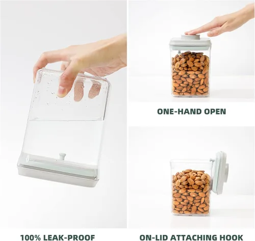 Miniatura 9 de Recipientes Herméticos Pop Apilables - Paquete de 2 Recipientes de Almacenamiento de Cereales con Tapas Herméticas, Recipientes Pop Up a Prueba