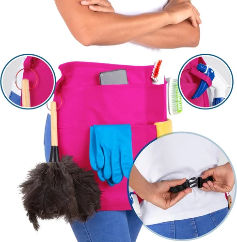 Miniatura 3 de Delantal de limpieza profesional impermeable de 5 bolsillos. Hecho para limpiadores profesionales. Como un carrito de limpieza alrededor de tu Rosa