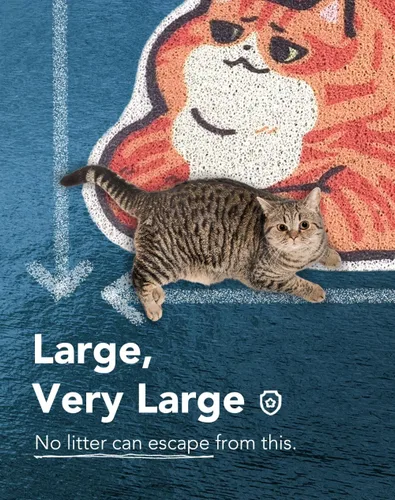 Miniatura 3 de Lukamoo® Bonita alfombra de arena para gatos (30 x 20 pulgadas), grande/L, para arena de gatitos y bonita caja de arena para gatos, alfombrilla