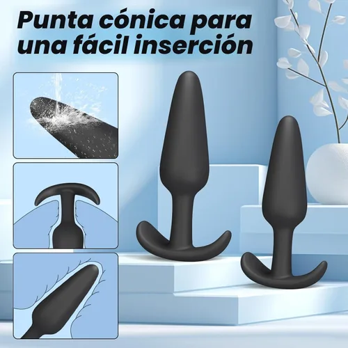 Miniatura 4 de Juego de 4 tapones anales de silicona para principiantes a avanzados, kit de entrenamiento con base acampanada para mujeres, hombres, cómodo de uso