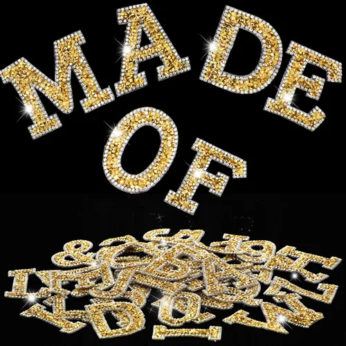 Miniatura 11 de WILLBOND - 37 piezas de calcomanías de letras con strass grandes, alfabeto de purpurina, número de cristal, calcomanías brillantes autoadhesivas