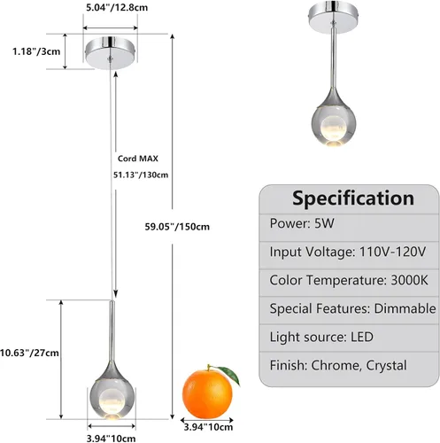 Miniatura 3 de Moderna lámpara colgante de cristal cromado, lámpara colgante de techo con forma de lágrima de luna, luz de isla de cocina, lámpara LED regulable
