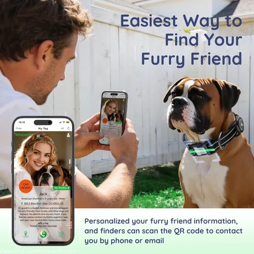 Miniatura 2 de Collar de perro Airtag con código QR, collar reflectante para perro con soporte Airtag, acolchado suave y hebilla de bloqueo de seguridad ajustable