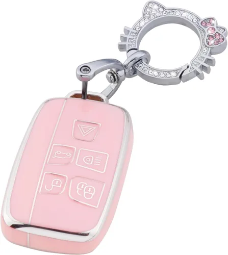 Miniatura 18 de Pangpai Funda de Llavero Rosa para Mercedes Benz, Protección de Funda de Llave de TPU Suave con Llavero Brillante Compatible con Clase C E S M CLS