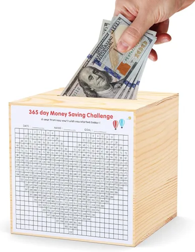Miniatura 3 de Alcancía creativa para adultos con dinero real, caja de dinero de madera natural, solo puede salvar la alcancía que no se puede sacar